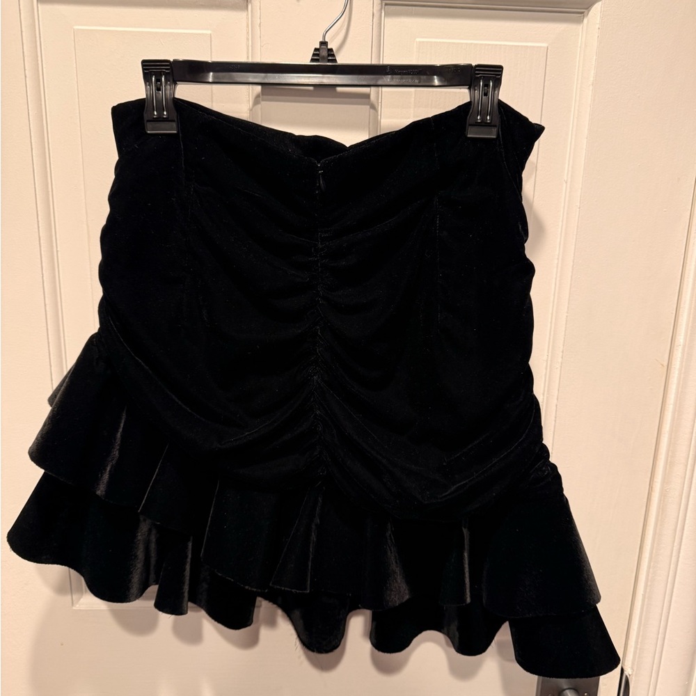 Zara Elegant Velvet Black Ruffled Skirt